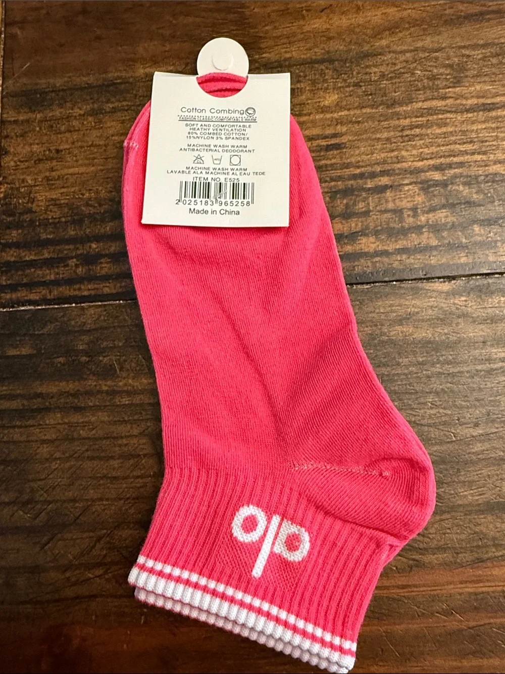 ALO Yoga Inspired Hot Pink Crew Socks with White Stripe Accent/Logo